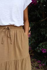 A-LINE LONG SKIRT - BROWN