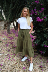 A-LINE LONG SKIRT - ARMY