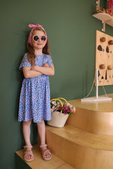 ALMA-SS-BABYDOLL-DRESS (KIDS) - BLUE ROSA FLOWERS