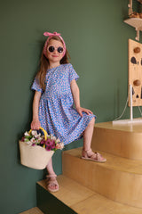 ALMA-SS-BABYDOLL-DRESS (KIDS) - BLUE ROSA FLOWERS