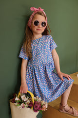ALMA-SS-BABYDOLL-DRESS (KIDS) - BLUE ROSA FLOWERS