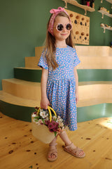 ALMA-SS-BABYDOLL-DRESS (KIDS) - BLUE ROSA FLOWERS