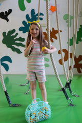 NATALIA-SHORTS-KIDS - MULTI MINT STRIPE