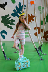 NATALIA-SHORTS-KIDS - MULTI MINT STRIPE