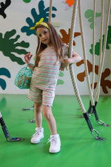 NATALIA-SHORTS-KIDS - MULTI MINT STRIPE