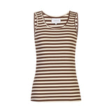 NATALIA TANK TOP - BROWN CREME STRIPE