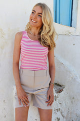 NATALIA TANK TOP - PINK ROSE STRIPE