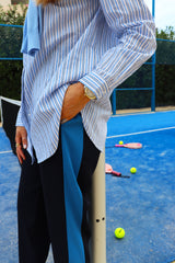 SARA LS SHIRT - WHITE BLUE STRIPE