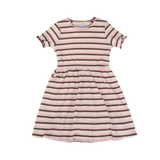 NATALIA-SS-DRESS-KIDS - BROWN ROSE CREME STRIPE