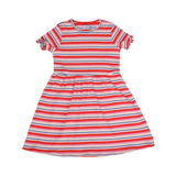 NATALIA-SS-DRESS-KIDS - CREME ORANGE BLUE STRIPE