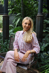 FLORA-BLOUSE - ROSE BLUE STRIPE