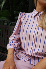 FLORA-BLOUSE - ROSE BLUE STRIPE