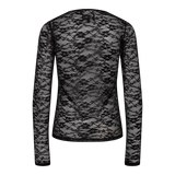 ISA LS LACE BLOUSE - BLACK FLOWER2