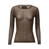 ISA LS LACE BLOUSE - DARK BROWN LINES