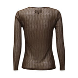 ISA LS LACE BLOUSE - DARK BROWN LINES