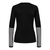 ISA LS LACE SLEEVE BLOUSE - BLACK DOT