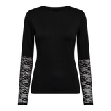 ISA LS LACE SLEEVE BLOUSE - BLACK FLOWER2