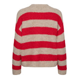 FRO-PULLOVER - FLAMINGO RED CREME STRIPE