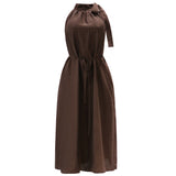 OTELIA DRESS - DARK BROWN