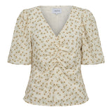 OPAL-SS-BLOUSE - CREME YELLOW FLOWER