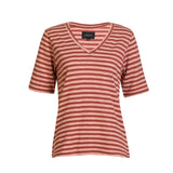 ULLA-SS-VNECK-STRIPE-TSHIRT - ROSE DARK ROSE STRIPE