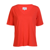 ULLA-SS-VNECK-TSHIRT - CORAL