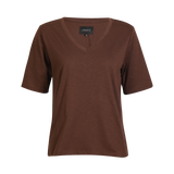 ULLA SS VNECK TSHIRT - DARK BROWN