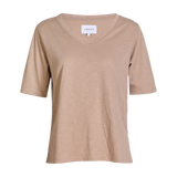 ULLA-SS-VNECK-TSHIRT - DARK SAND