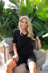 ULLA SS VNECK TSHIRT - BLACK