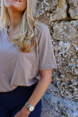ULLA-SS-VNECK-TSHIRT - DARK SAND