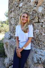 ULLA SS VNECK TSHIRT - WHITE