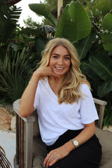 ULLA SS VNECK TSHIRT - WHITE