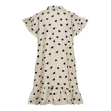 TIA FRILL DRESS - CREME BLACK HEART