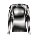 NATALIA-LS-BOXY-BLOUSE - BLACK CREME STRIPE