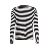 NATALIA-LS-BOXY-BLOUSE - BLACK CREME STRIPE