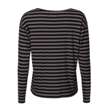 NATALIA-LS-BOXY-BLOUSE - BLACK DARK GRAY STRIPE