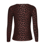 MESH LS TSHIRT - BORDEAUX LUX LEO