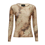 MESH LS TSHIRT - BROWN GOLD MARBLE