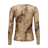 MESH LS TSHIRT - BROWN GOLD MARBLE