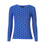 MESH LS TSHIRT - ELECTRIC BLUE BLACK FLOCK HEART