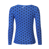 MESH LS TSHIRT - ELECTRIC BLUE BLACK FLOCK HEART