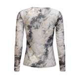 MESH LS TSHIRT - BLACK GREY MARBLE