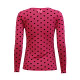 MESH LS TSHIRT - DARK PINK BLACK FLOCK HEART
