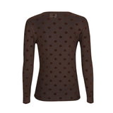 MESH LS TSHIRT - DARK BROWN BIG FLOCK DOT