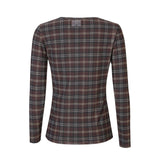 MESH LS TSHIRT - DARK BROWN CHECK