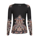 MESH LS TSHIRT - BLACK PAISLEY