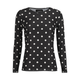 MESH LS TSHIRT - BLACK WHITE BIG DOT