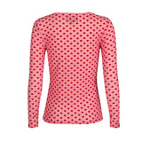 MESH LS TSHIRT - PINK RED FLOCK HEART