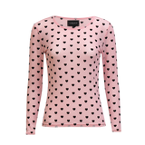 MESH LS TSHIRT - ROSE BLACK FLOCK HEART