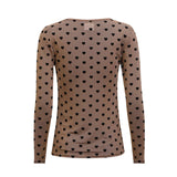 MESH LS TSHIRT - SAND BLACK FLOCK HEART